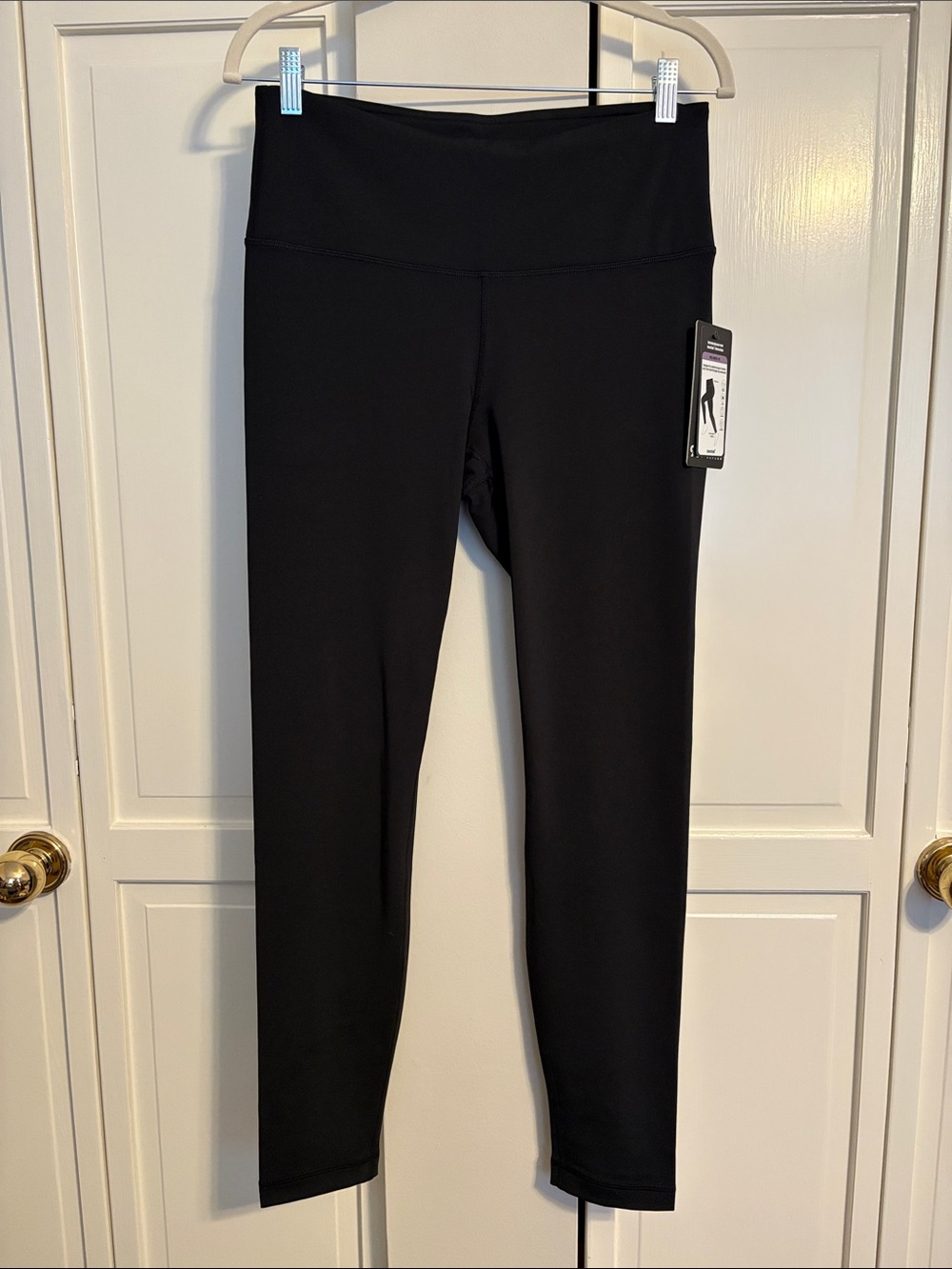 90 Degree by Reflex Black High-Waist Athletic Full Length Leggings Large NWT